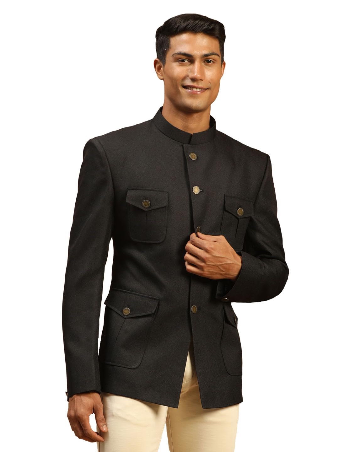 vastramay Men's Black Silk Blend Jodhpuri (BL)-picture-36
