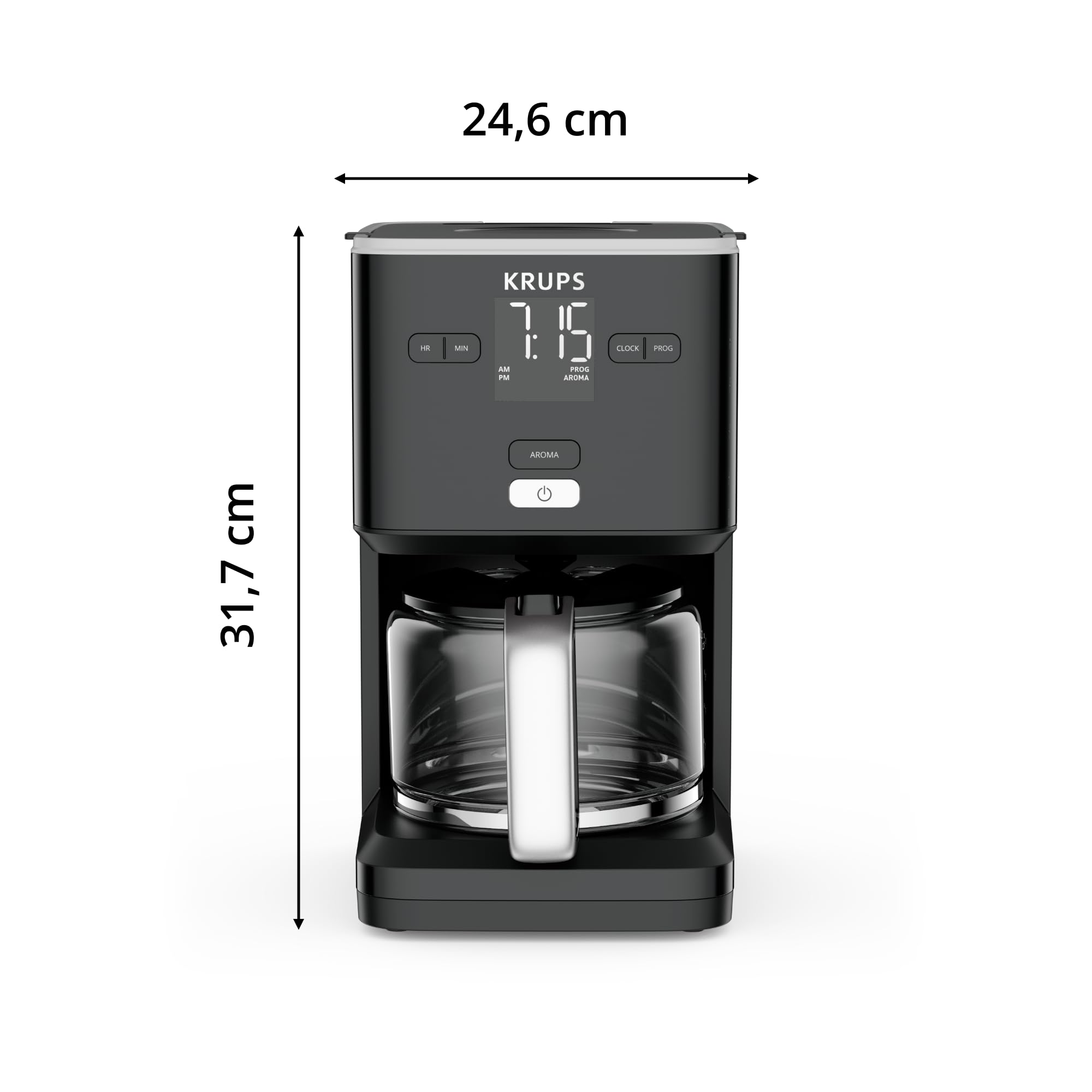 Krups Smart'n Light Kaffeemaschine mit Timer, Für 1,25 Liter Filterkaffee, Warmhaltefunktion, Automatische Abschaltung, Schwarz, KM600810