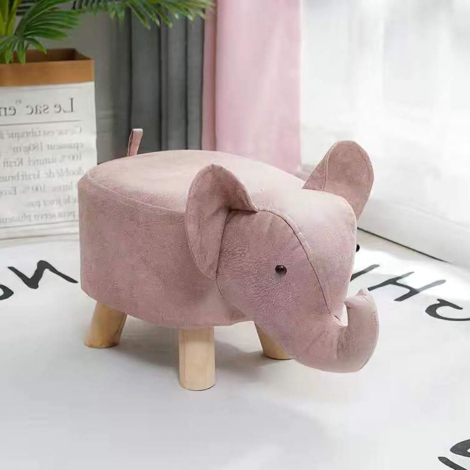 HERCHR Pesca di Elefanti di poggiapiedi per Animali, Carini sgabelli per Animali, poggiapiedi per Animali Multiuso Cartone Animato Simpatico Animale per Animali da Letto, Soggiorno o (Rosa)