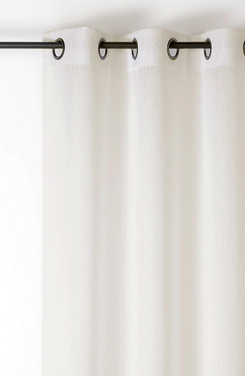 LINDER - Voilage Bouclette - Finition Galon Fronceur - Coloris Écru - Grande Largeur 240x260cm - 100% Polyester - Collection Boucline