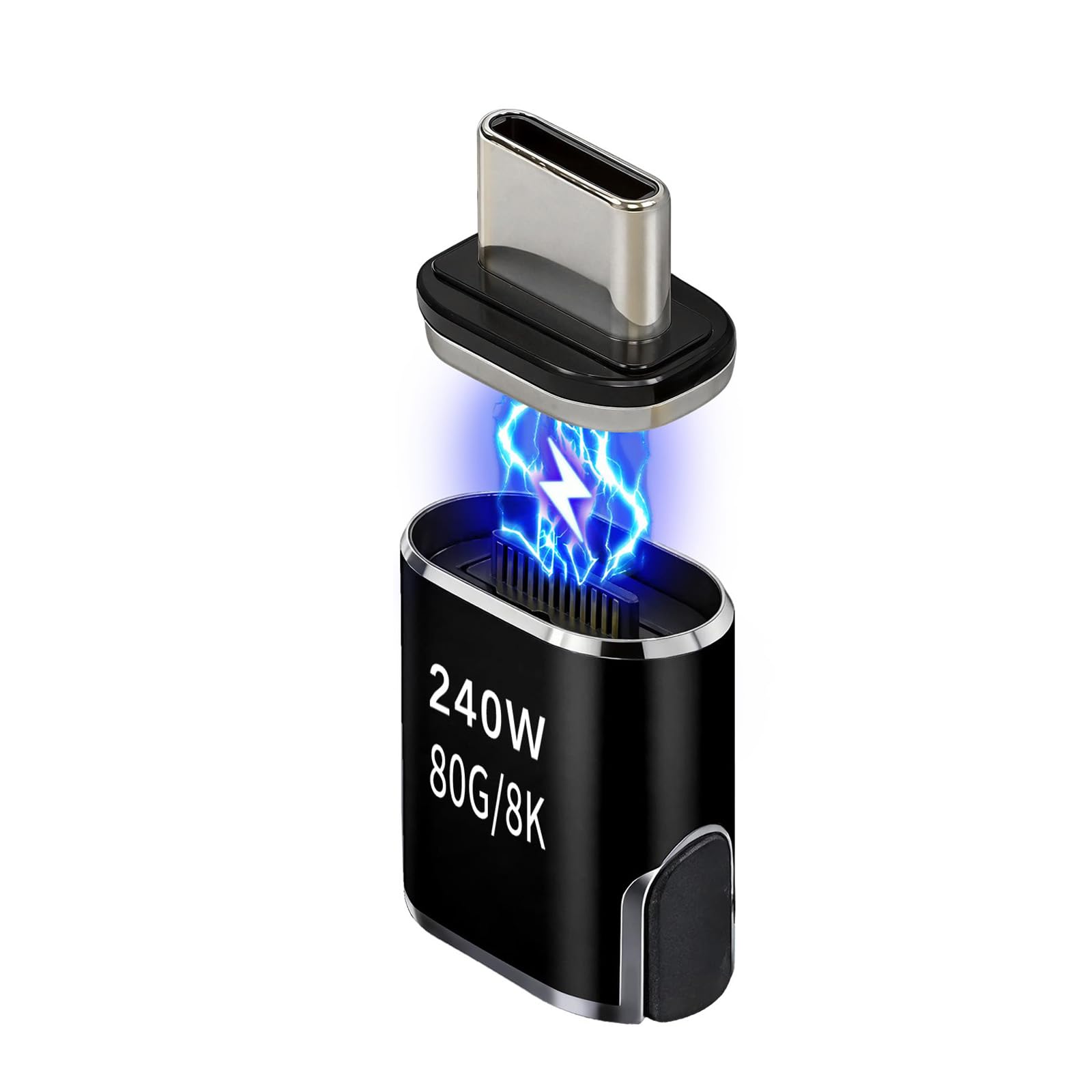Adapter magnetyczny USB C - 240 W Typ C Magnetyczne złącze 24-pinowy z prędkością transferu 80 gb/s nadaje się do laptopa, tabletu, telefonu komórkowego - kolor cynowy