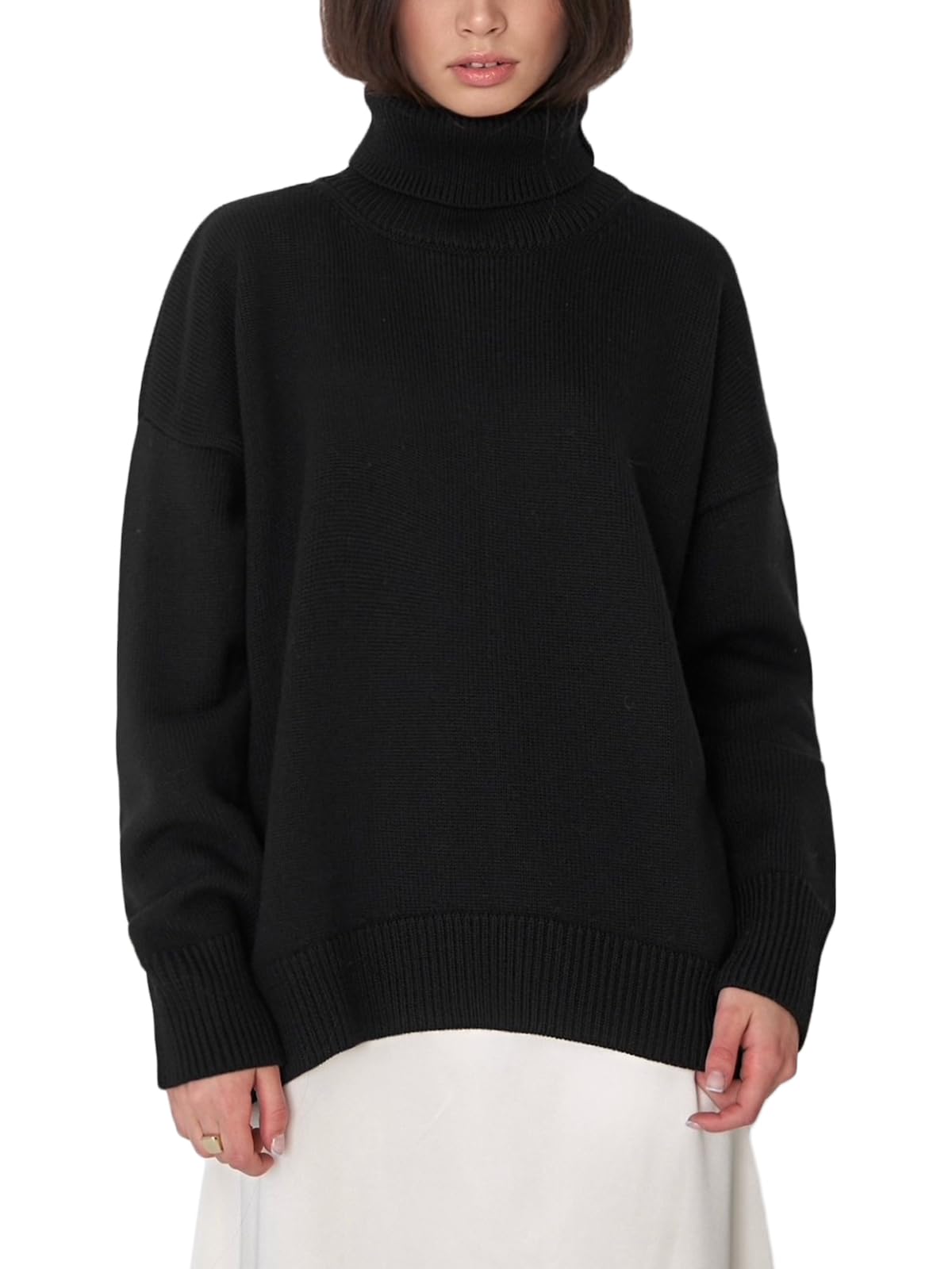 Jenkoon Women's Oversized Turtleneck Sweaters Batwing Long Sleeve Sweater Fall Winter Knit Pullover Top