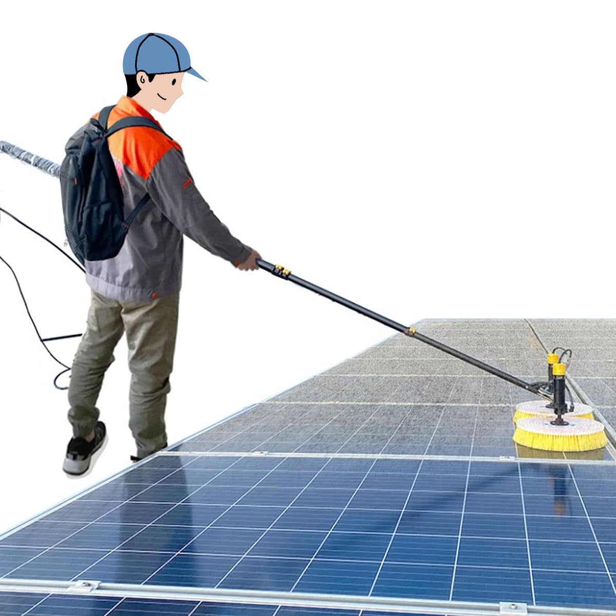 GTHTUHFD Solar Panel Cleaning Rotating Brush, Water Fed Pole Kit, Solar Photovoltaic Panel Cleaning Robot, Water Fed Cleaning Pole,3.5M,7.5m