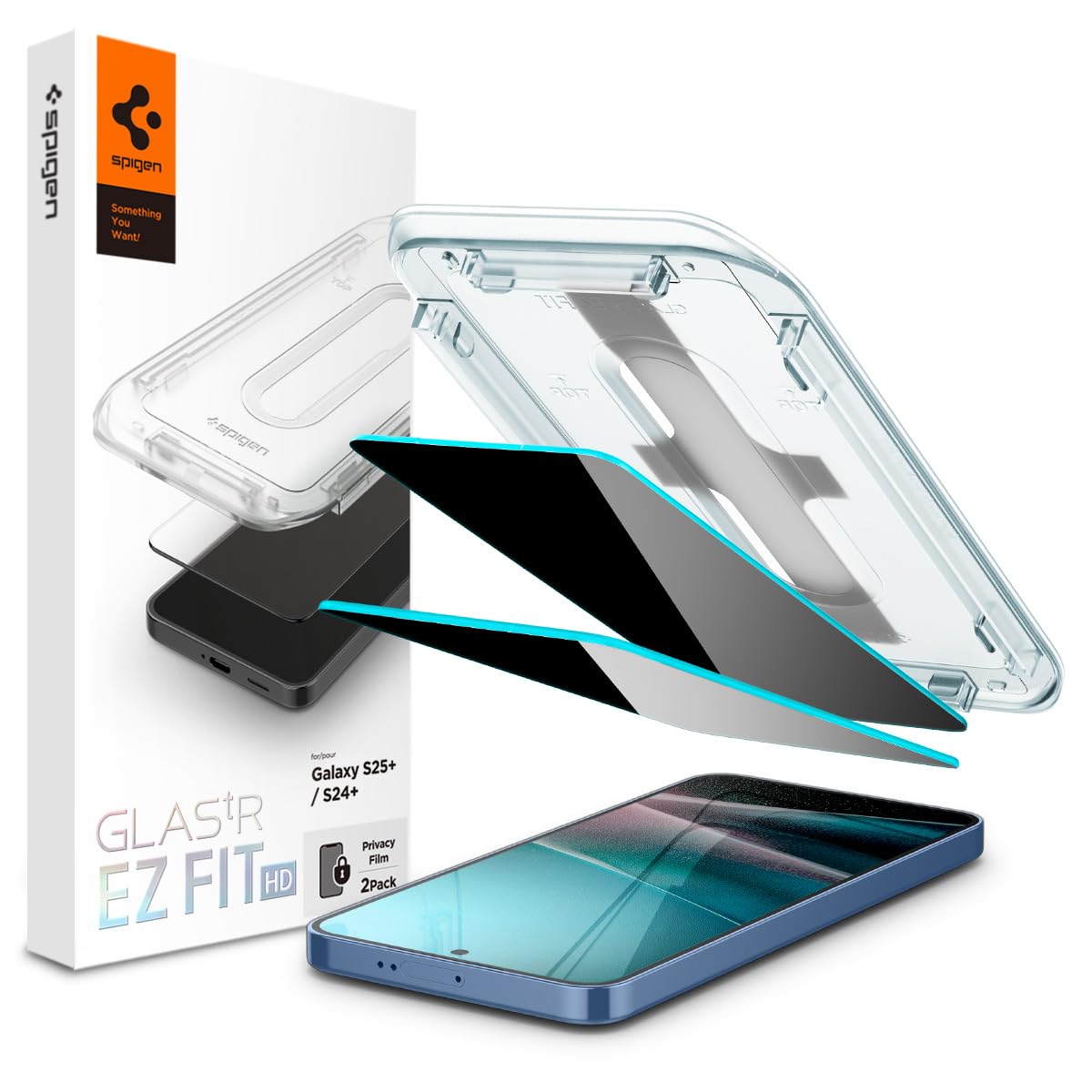 Spigen Galaxy S25 Plus / S24 Plus ile Uyumlu Kolay Kurulum Cam Ekran Koruyucu GLAS.tR EZ Fit Privacy (2 Adet) Hayalet - AGL09307 (Spigen TR Garantili)