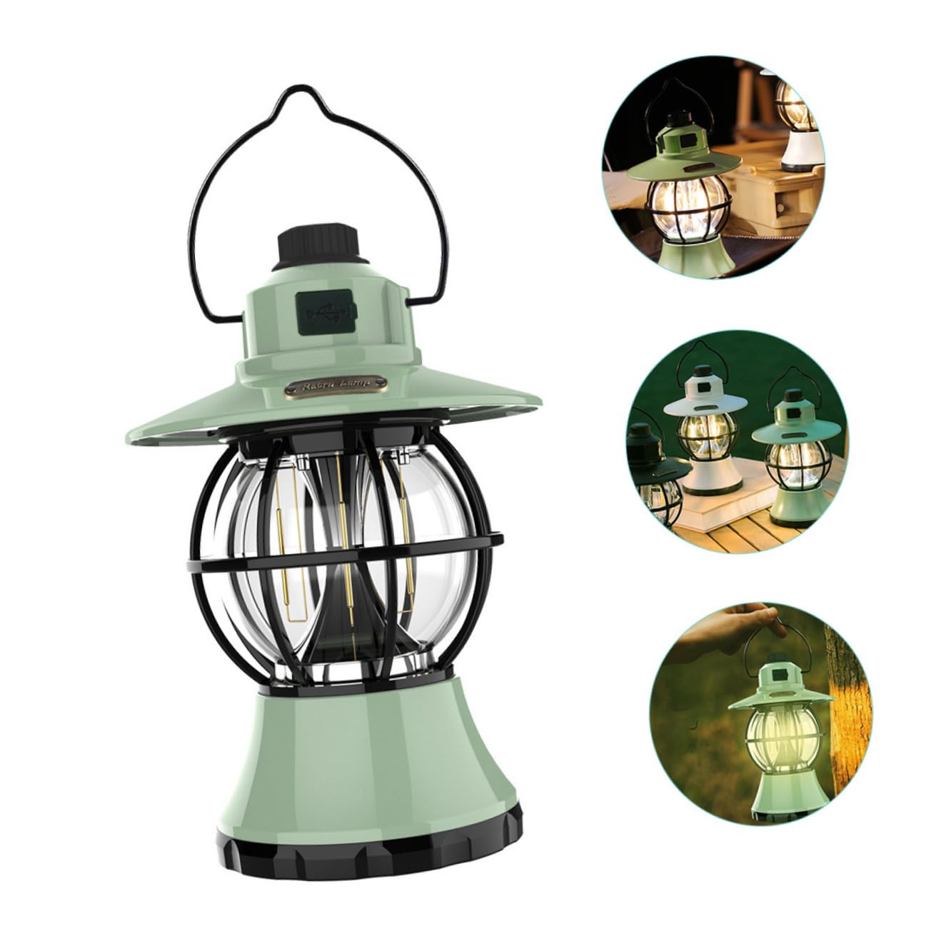TOYANDONA Tragbare Campinglampe Vintage Zeltlampe Akku Outdoor Beleuchtung Grün Multifunktional Leicht für Wandern Rucksackreisen Camping