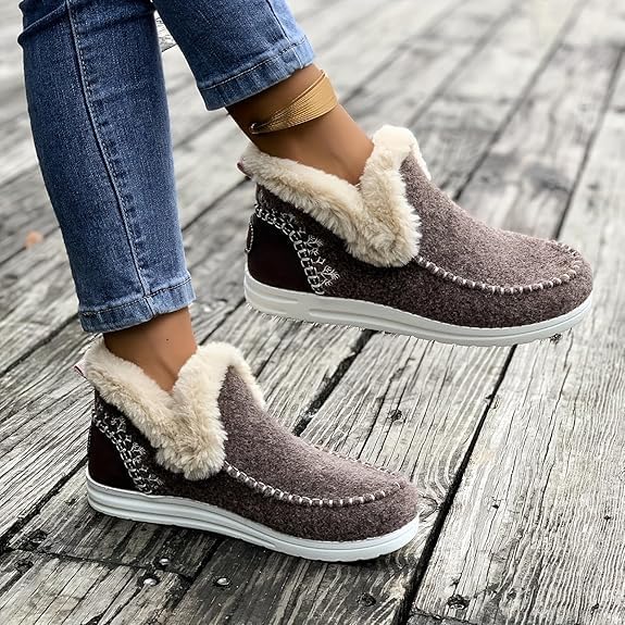 Soft Plush Slip-on Sneakers for Cozy Feet, Non Slip Orthopedic Winter Slippers Warm Cozy Micro Suede Slipper Boots2