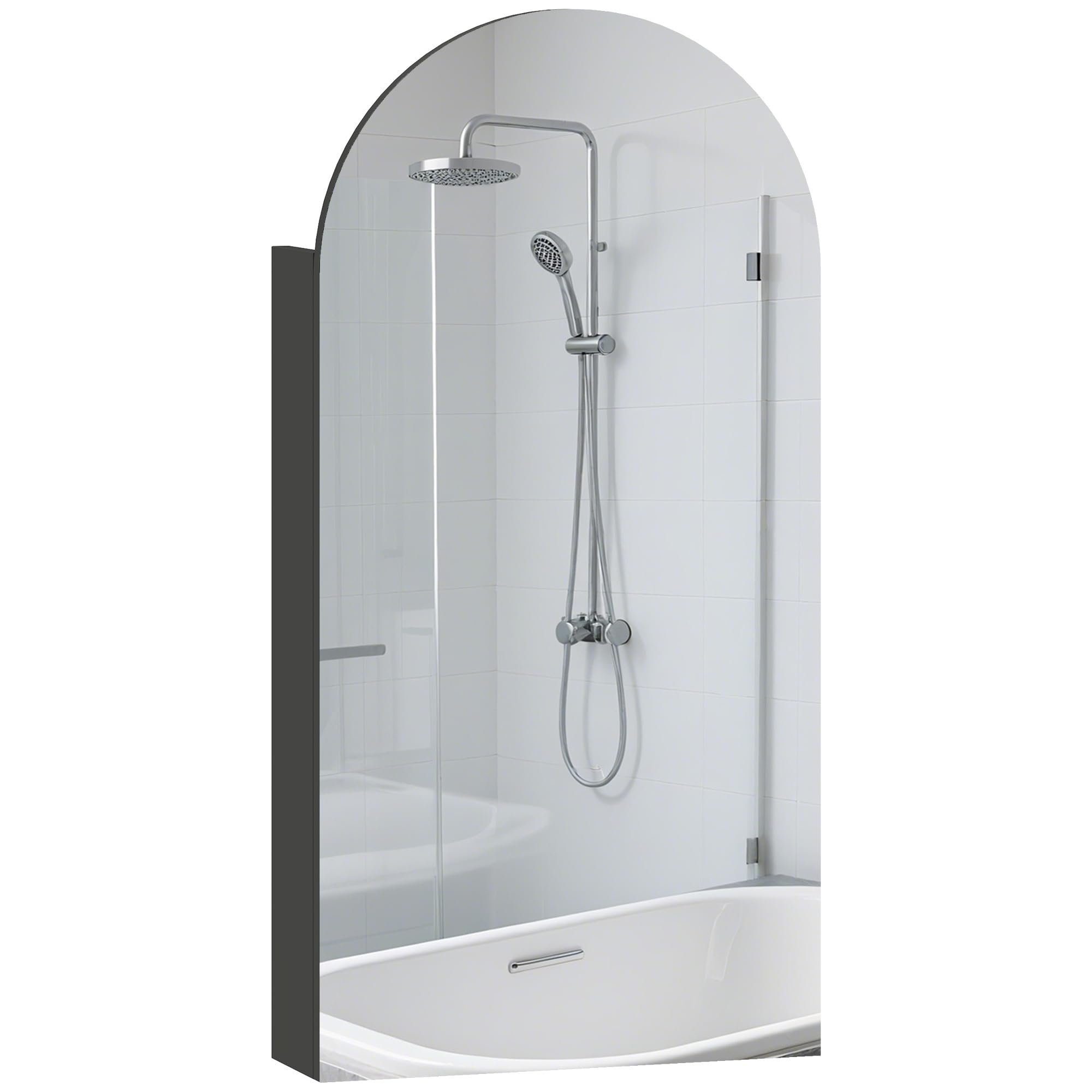 Homcom Black Bathroom Mirror Cabinet With Adjustable Glass Shelves In