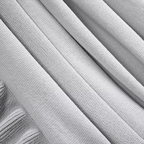 Image of Lush Decor Reyna Soft Knitted Ruffle Throw Blanket, 50 inch W x 60 inch L, Light Gray - Modern Farmhouse Ruffle Blanket - Cozy Chic Blanket For Bed, Couch, or Chair