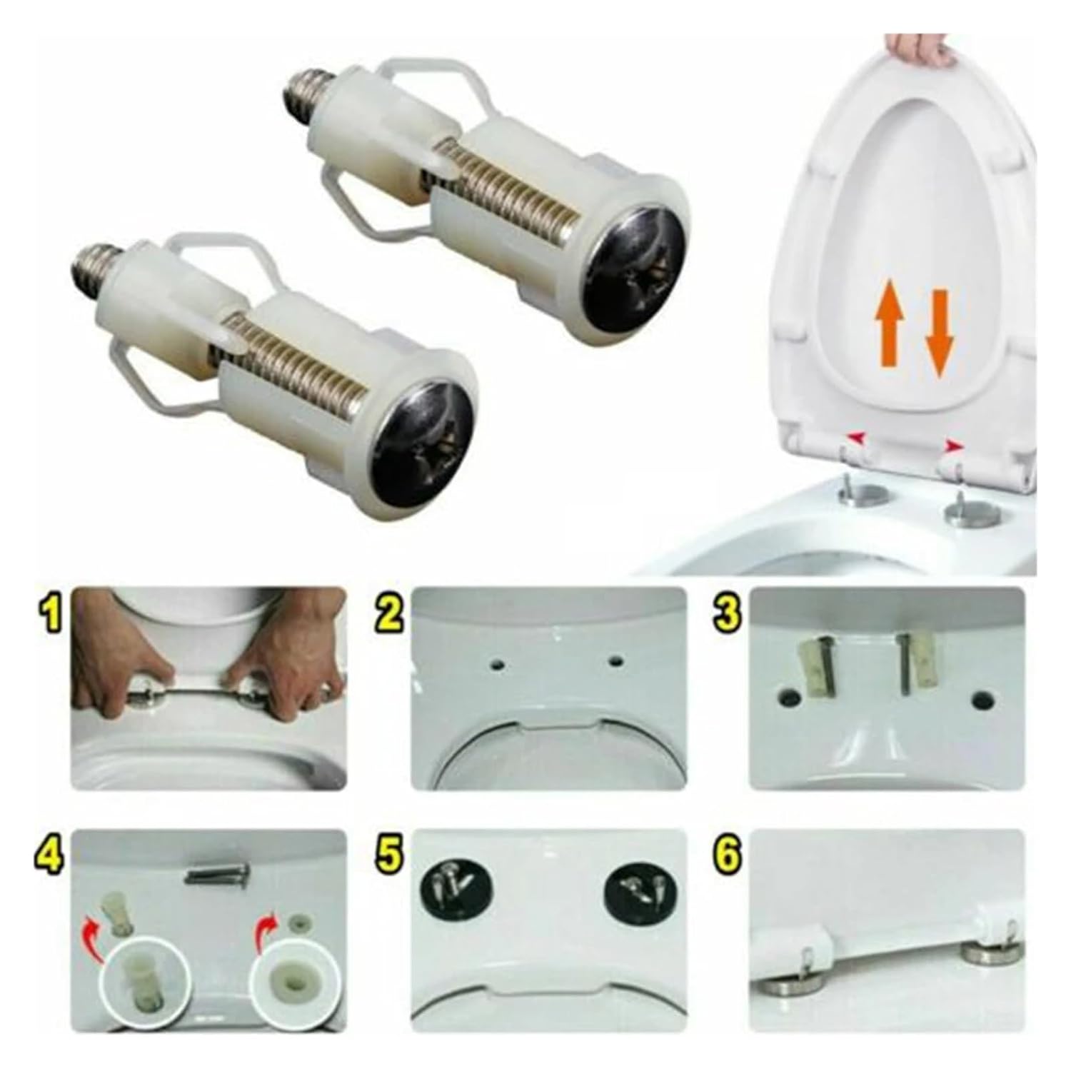 Toilet Seat Screws 20pcs Top Fix Toilet Seat Screws Nut Cover Lid Pan Fixing WC Blind Hole Fitting Kits Universal Hinges Screw Set