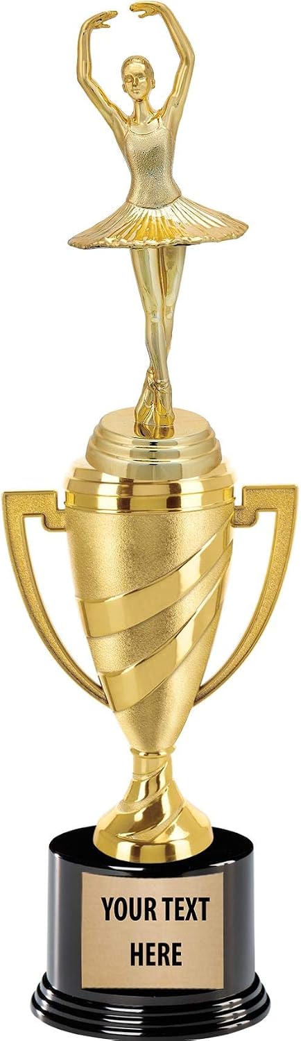 Crown Awards Dance Trophy, 13" Gold Cup Ballet Dancing Trophies with Custom Engraving