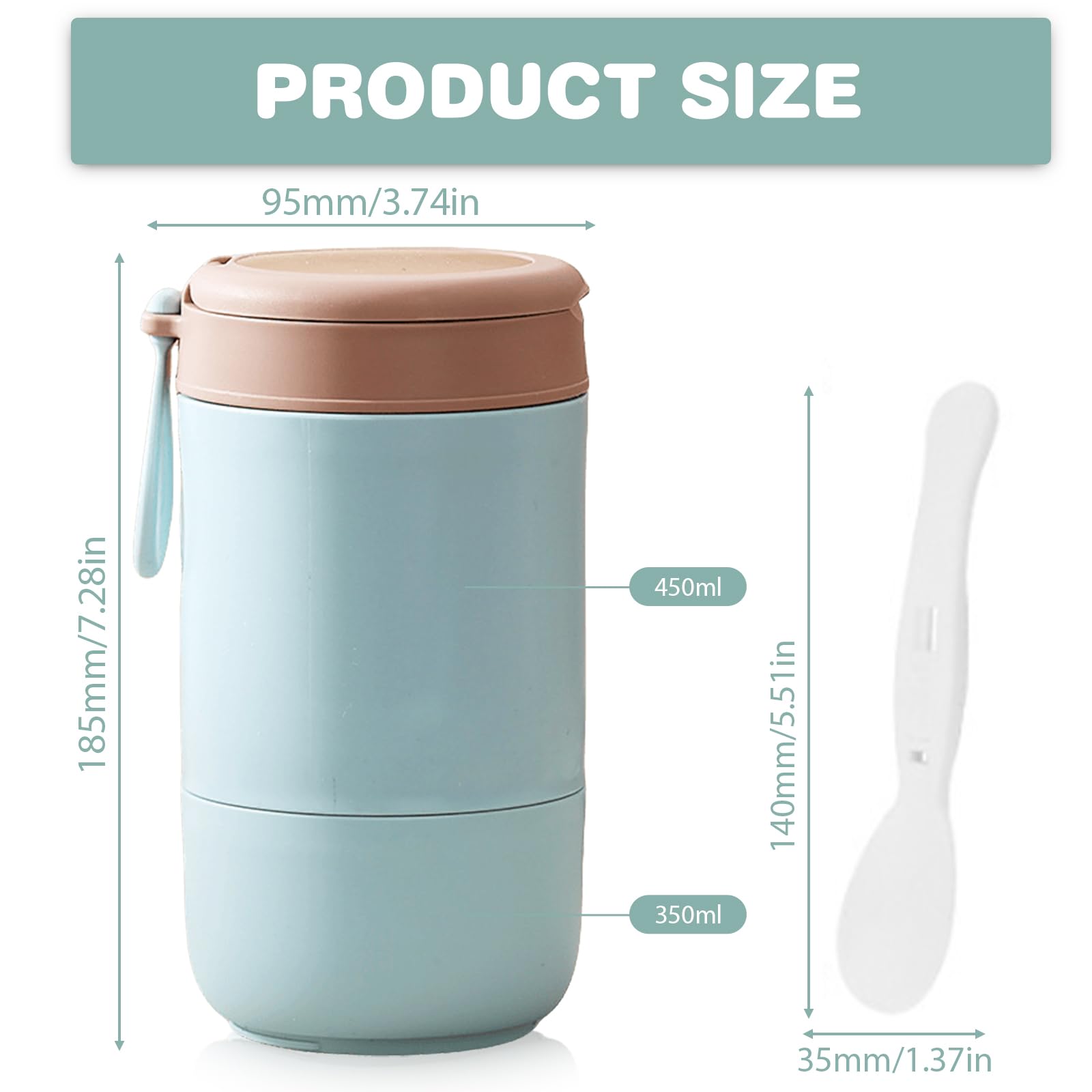 Contenitore termico in acciaio inox per mangiare: ciotola termica con cucchiaio, 800 ml, contenitore termico sottovuoto isolato, contenitore termico per bambini (blu)