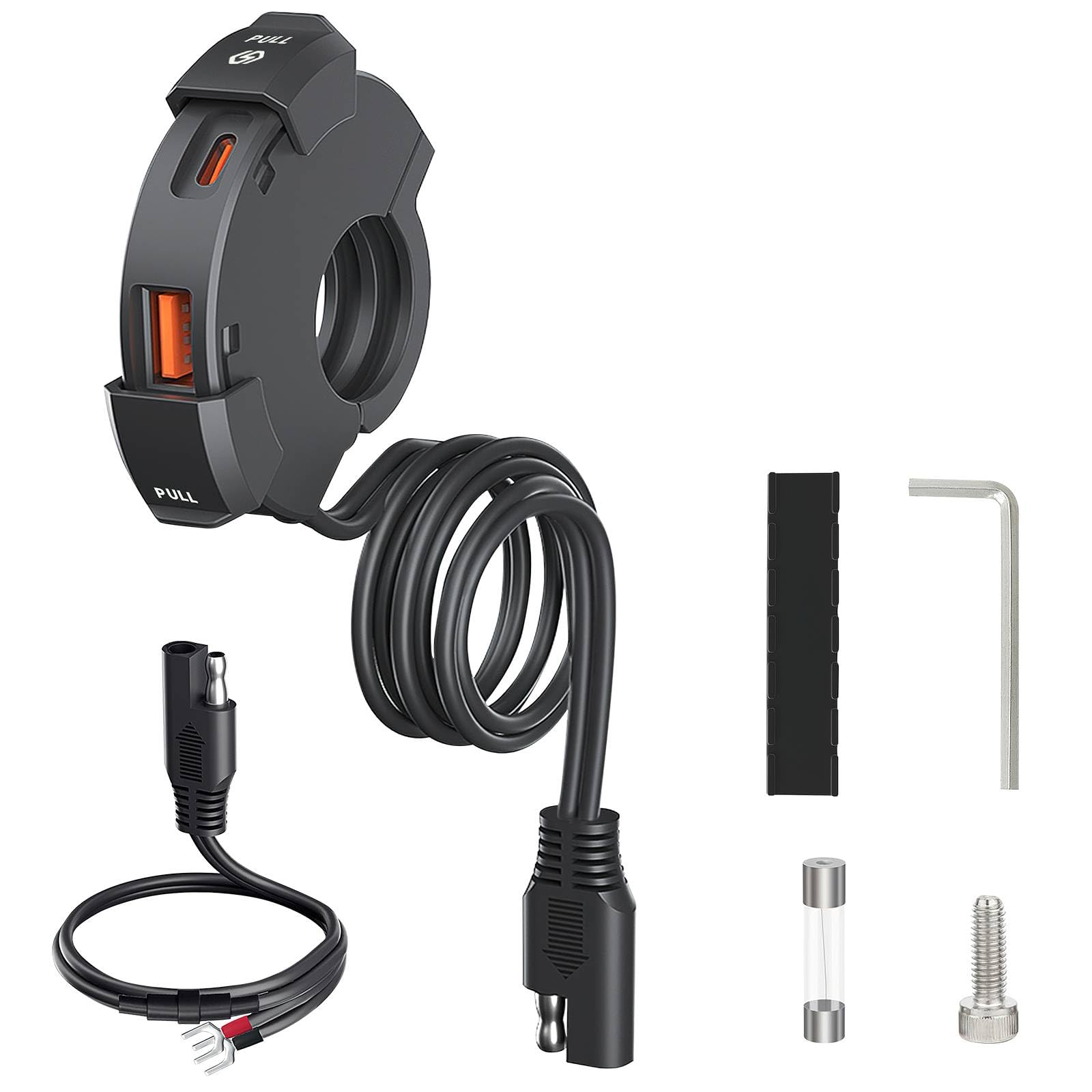 Kairey Prise USB Moto,Chargeur USB de Moto ÉTanche 12V Etanche Moto Chargeur avec QC3.0 USB& PD Type C pour 12V-24V Moto Bateau Marin Caravane