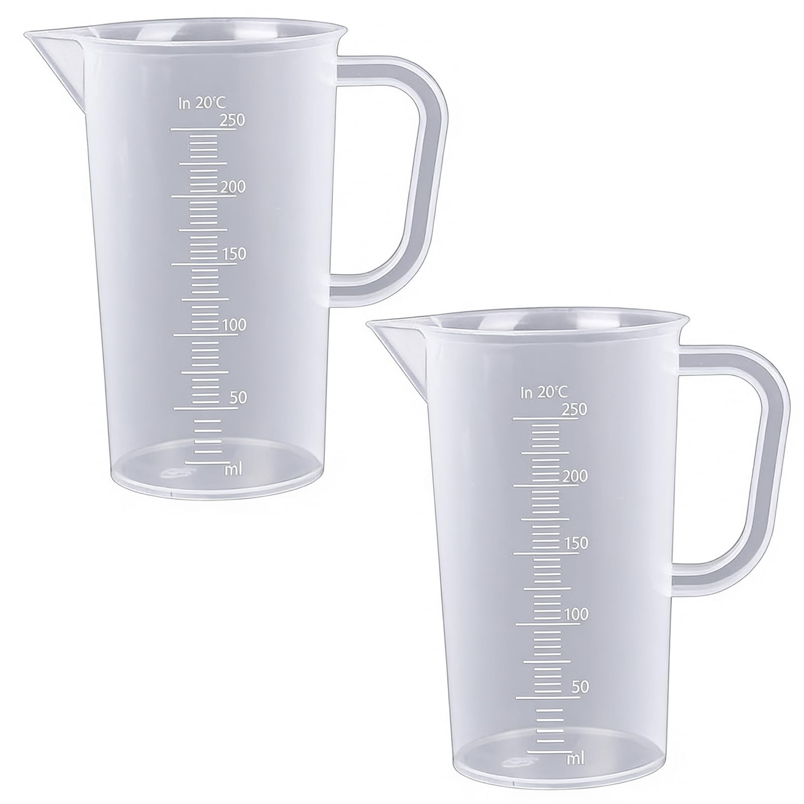 JOZMMZEOOA 2pcs 250ml Plastic Measuring Jug, Multi-Purpose Graduated Measuring Jugs for Baking, Cooking & Home Lab
