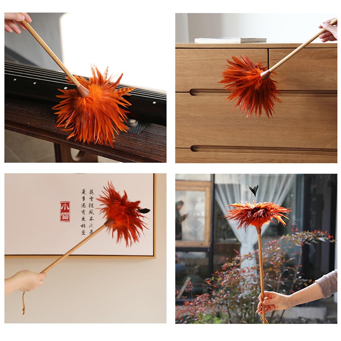 plumero de plumas, Limpiadores de persianas reutilizables con mango, hechos a mano plumas pollo for el hogar, la oficina y coche