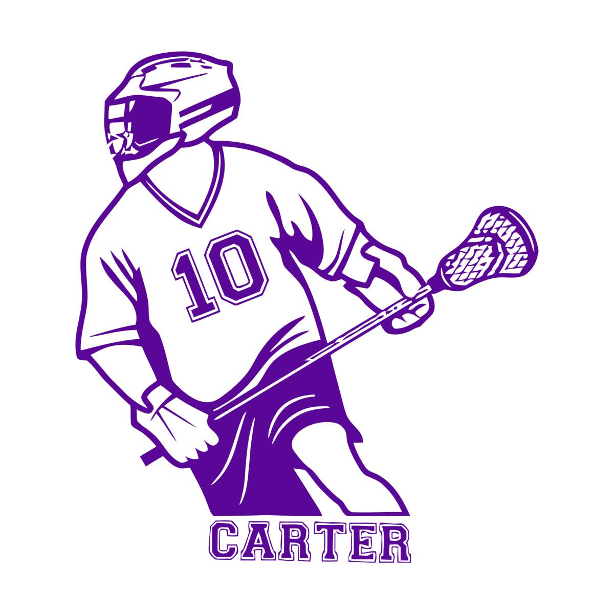 Room Decoration Kids Teens Room Sports wall Decor Decal Lacrosse Players Personalised Name Number Vinyl DIY Wall Sticker Small - 32x35cm