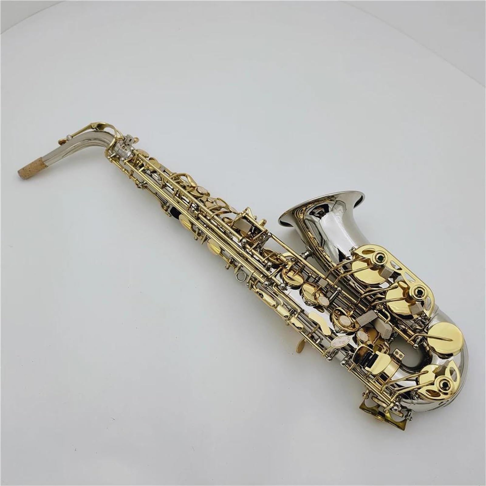 Saxofón Saxofón Alto Latón Cuerpo Bañado En Plata Llave Lacada En Oro Eb Tune E Flat Sax Con Estuche Para Boquilla (Color : Leather bag)