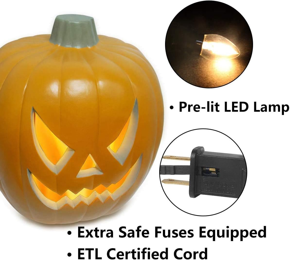 21" Jack O Lantern Halloween Pumpkin Lantern Large Light Up Pumpkin Decorations Lighted Pumpkin with LED Bulb Indoor/Outdoor Pumpkin Decoration