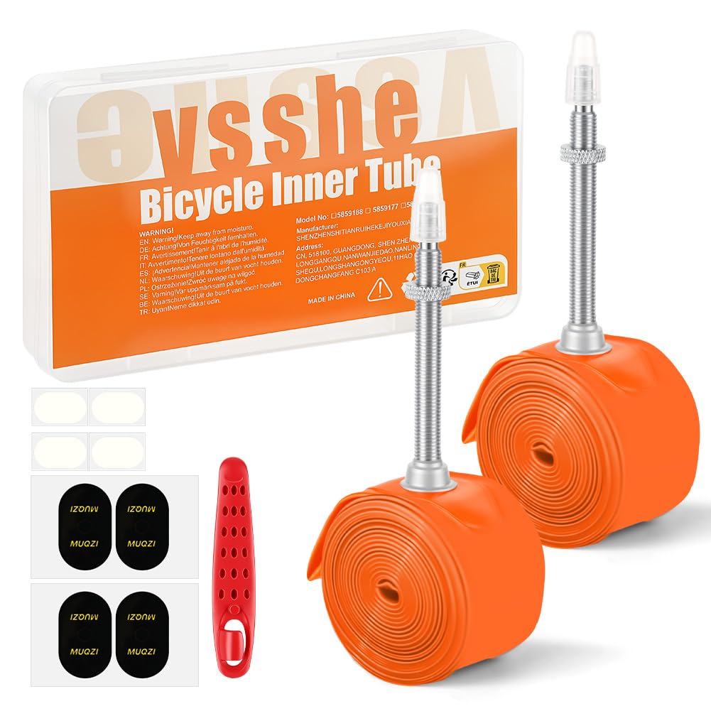 vsshe 2Pack TPU Bike Inner Tube, Bicycle Inner Tube for 700×18-32C, 40g Ultralight Road Bike Tube with 65mm Presta Valves for Road Bike