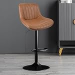 Duramex (TM) Ensemble de 2 Tabouret de bar réglable en hauteur de couleur noire marron et repose-pieds haut 360 Tourneaux 24 à 33 inch Base avec protection du sol dur en plastique