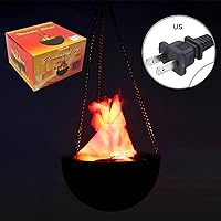 Vista 4 de Luz de fuego falsa, luz de llama colgante 3D, luz LED artificial de efecto de llama de seda realista, lámpara de fogata 3D para Halloween, festival