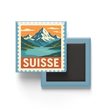 Buzdolap Magneti  svi re Bern Renkli Posta Pulu Temal  - 9x9 cm