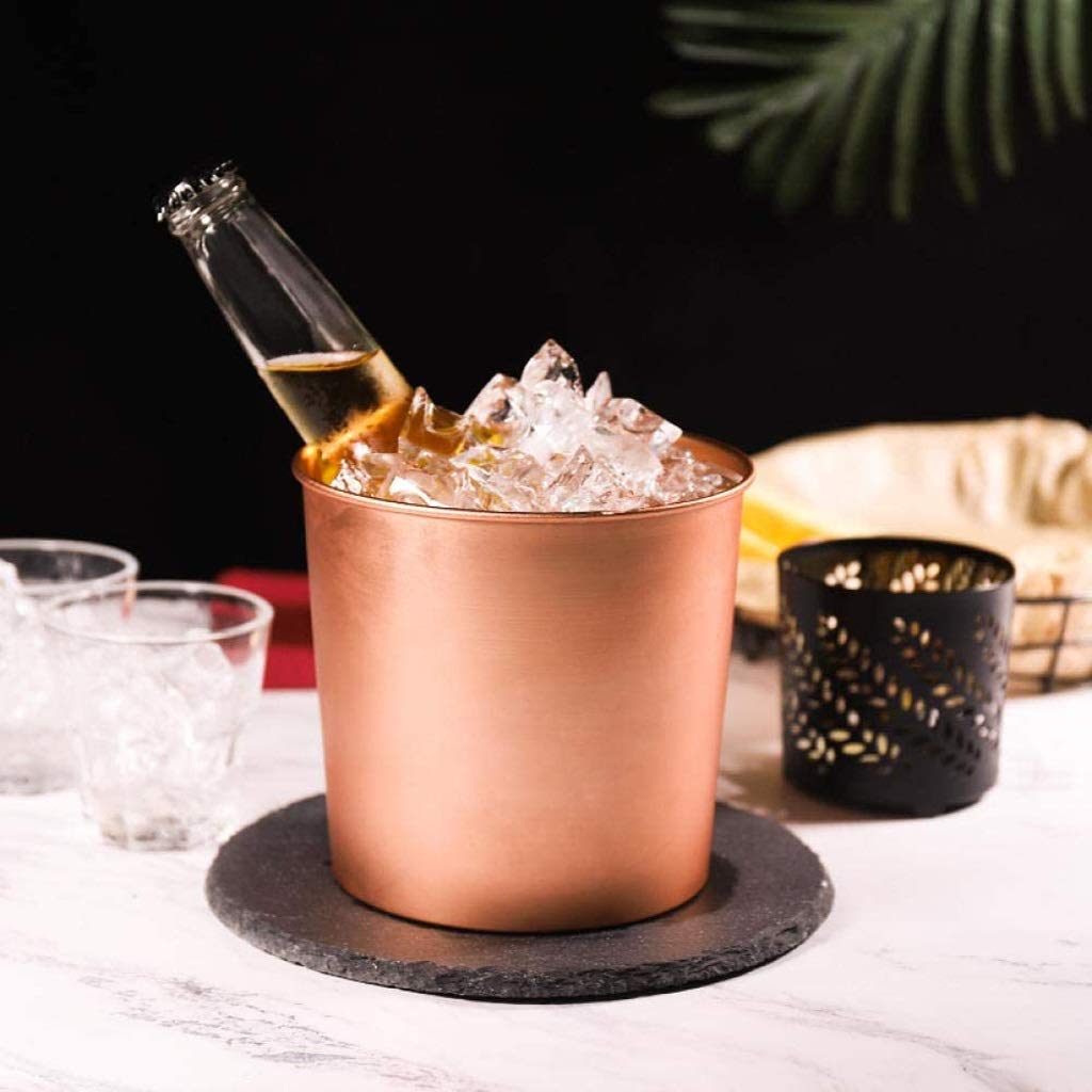 Seau à Champagne Rond XXL En Acier Inoxydable Doré – 35,5 X 22 Cm – Refroidisseur Bouteille élégant Pour Fêtes - 8