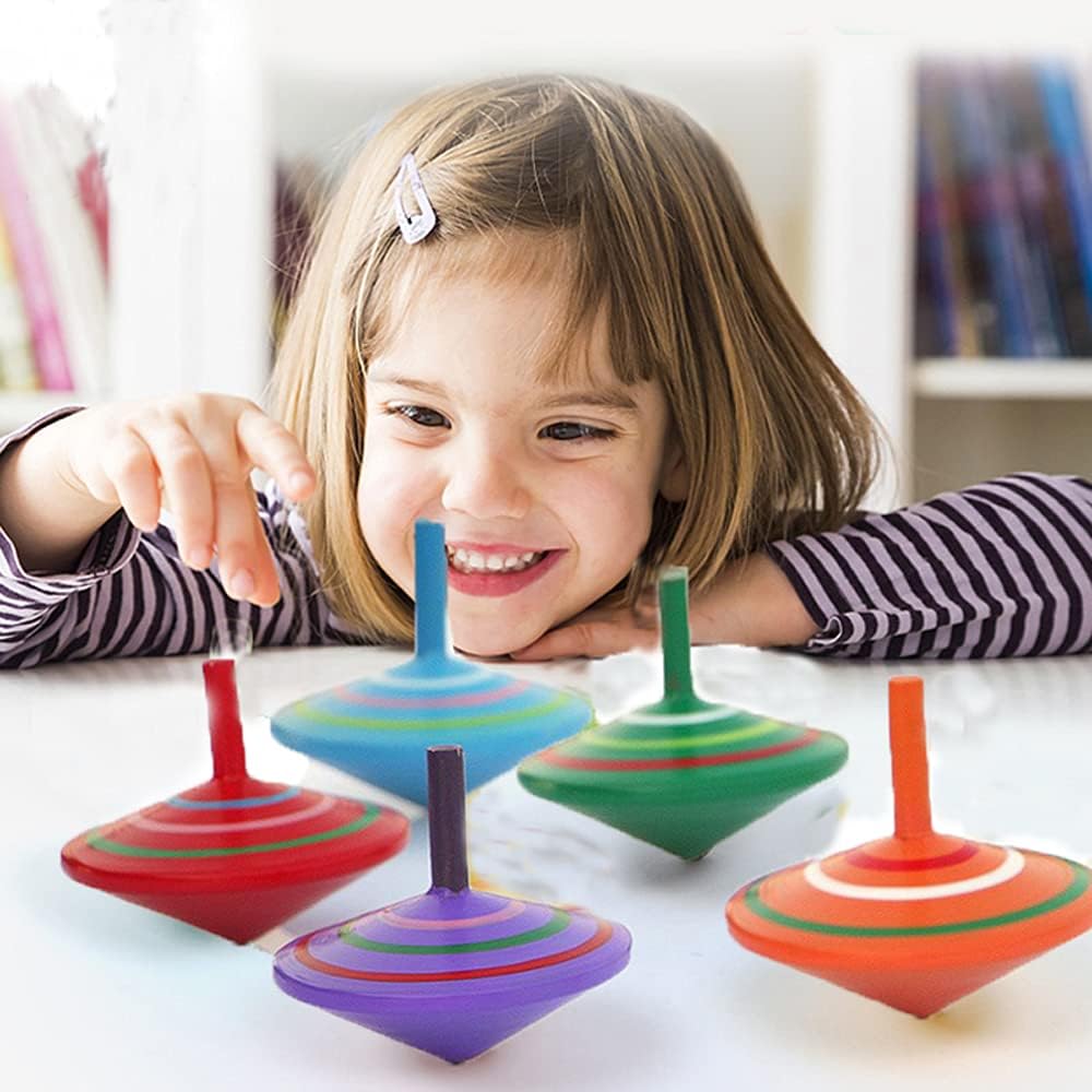 Wooden Spinning Top, 30Pcs Colorful Handmade Painted Wood Spinning Top