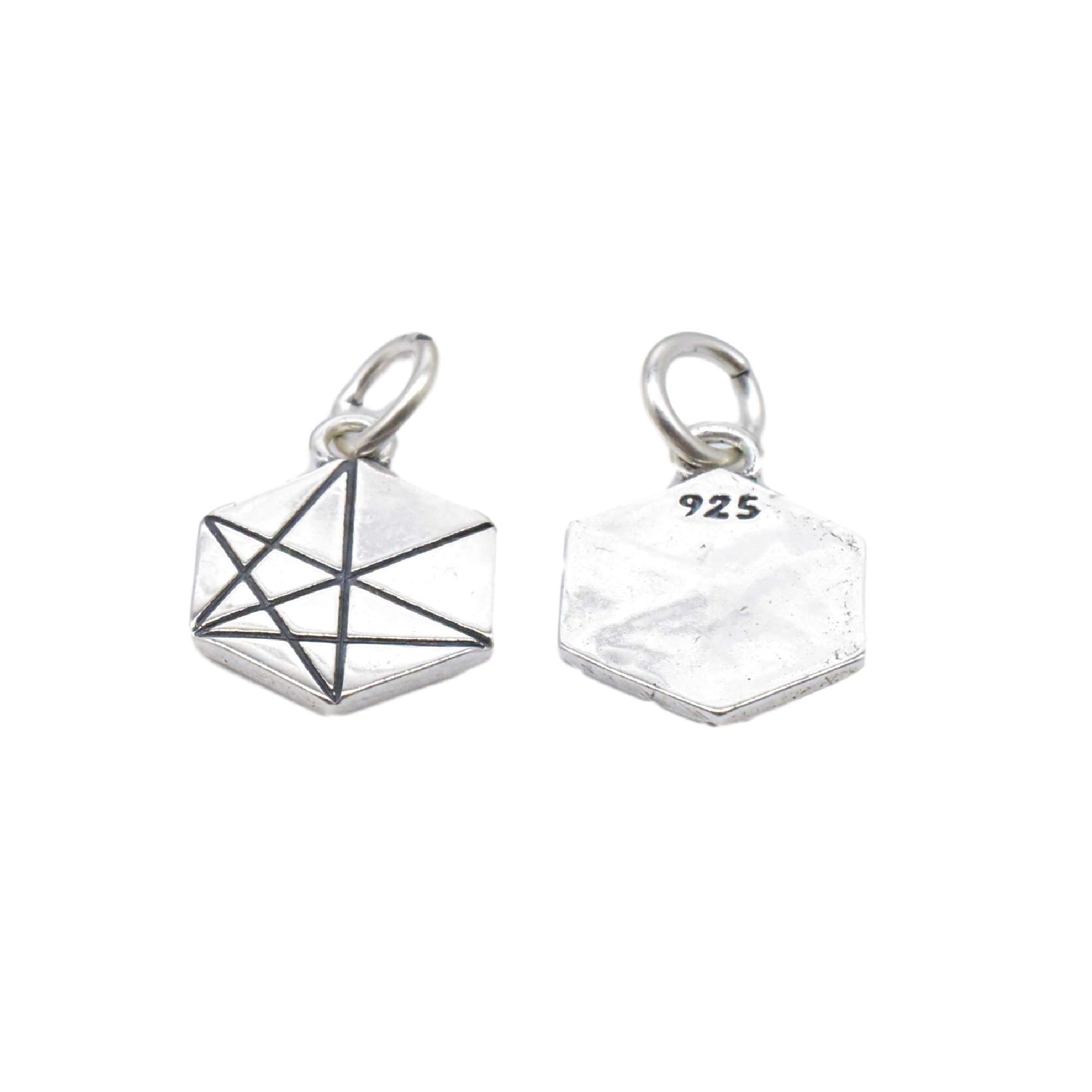 Breloques hexagonales argent sterling 925 pendentif bijoux DIY
