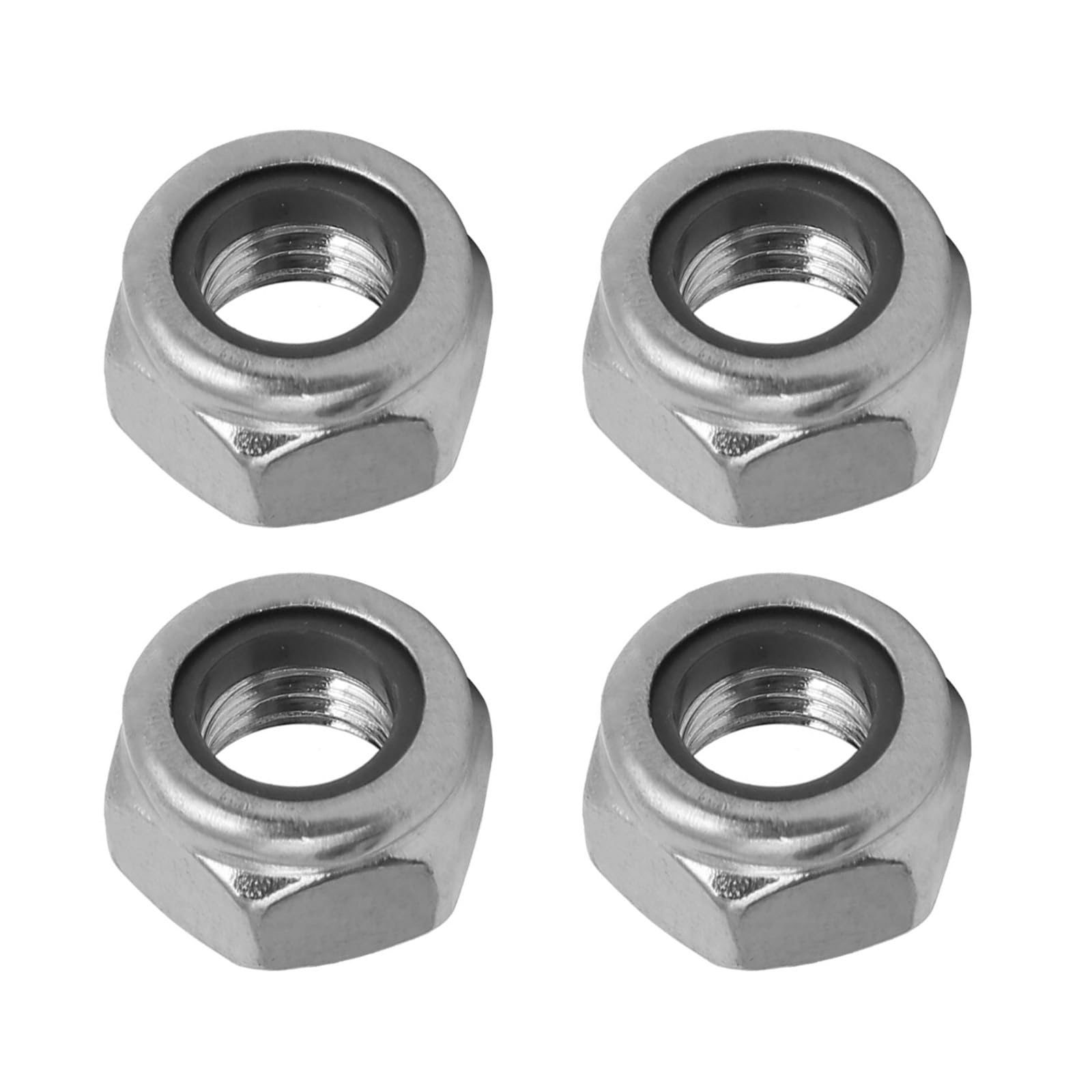 QUARKZMAN M8 x 1.25mm Hex Lock Dado x 4pz 304 Stainless Steel Left Hand Filettatura Blocco Inserito Esagonale Dado Elementi di fissaggio per Macchinari Fissaggio, [Argento Tono]