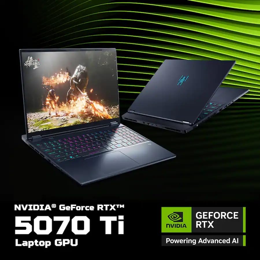 Image of Acer Predator Helios Neo 16S AI Gaming Laptop(2025), 16 inch 2.5K 240Hz OLED 500-Nits Display, Intel Core Ultra 9 275HX, NVIDIA GeForce RTX 5070 Ti 12GB GDDR7, 64 GB DDR5 RAM, 1 TB SSD, RGB KB, Win 11 Pro