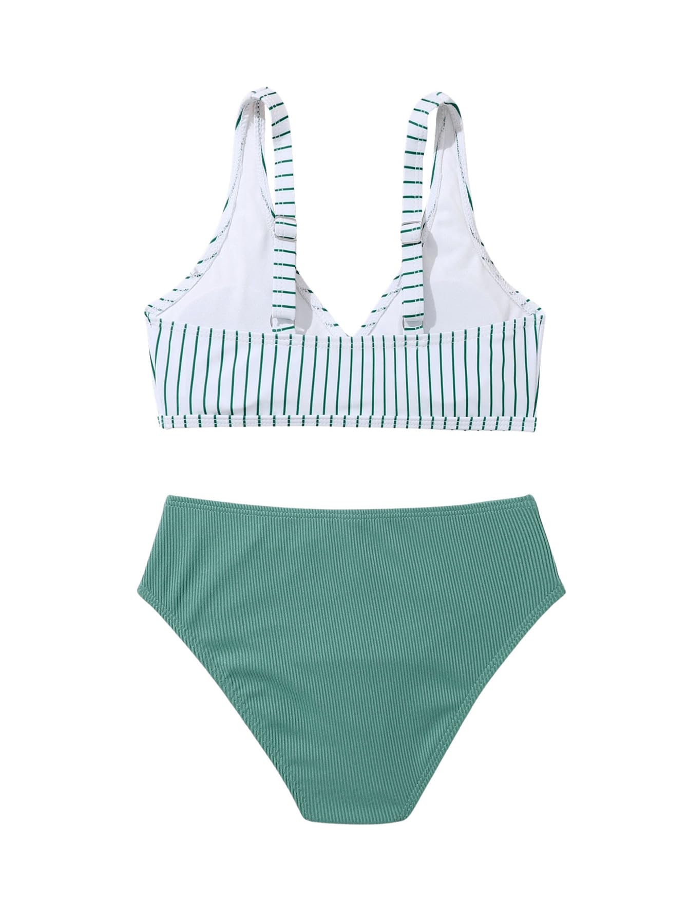 SweatyRocks Bathing Suit for Girls Striped Two Piece Swimsuit Wrap High Waist Bikini Sets Cute Swimwear Multicolor 12 Years