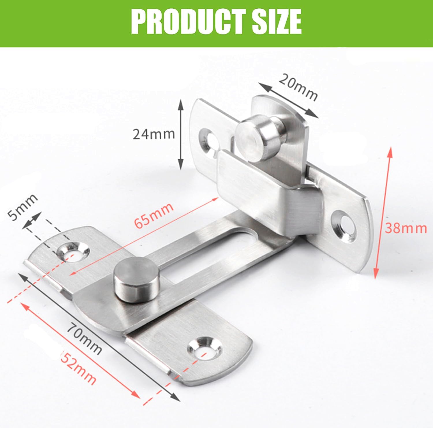 Kevim 2 Pcs Flip Latch Gate Lock – Stainless Steel Barn Door Latch, Anti-Theft Safety Lock for Wooden Fence, Silver Finish – Heavy-Duty Durable Hardware for Indoor & Outdoor Security 2