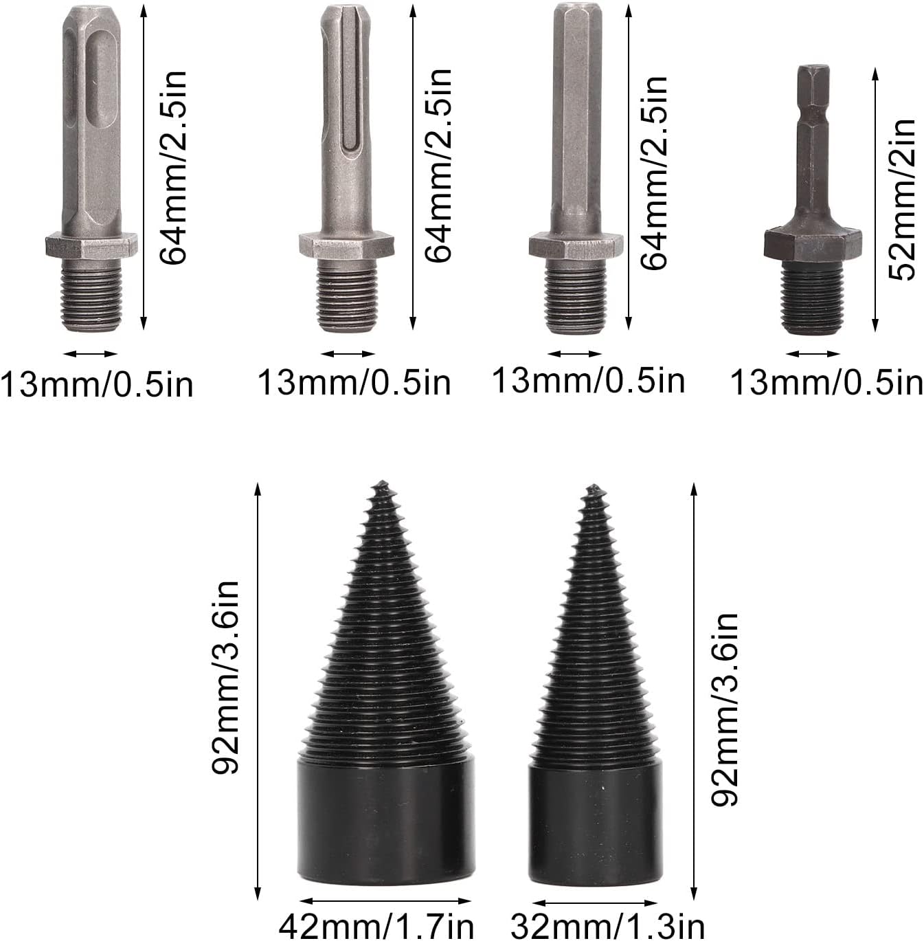 Pilipane Wood Splitter Drill Bits, Wood Splitter Firewood Drill Bit, Heavy Duty Drill Screw, Log Splitter Heavy Duty Electric Splitting Drills Screw Cracker Removable(32MM 42MM)