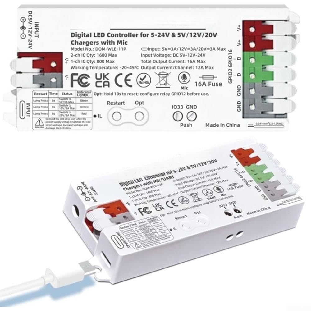 Per ESP32 per controller WLED per USB-C 60 W per strisce LED