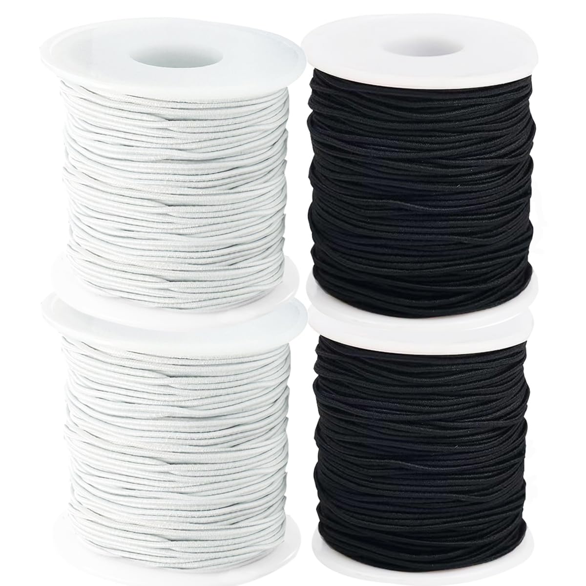 Cordon élastique pour bracelets en perles poney et argile, fil élastique noir et blanc 0,8 mm
