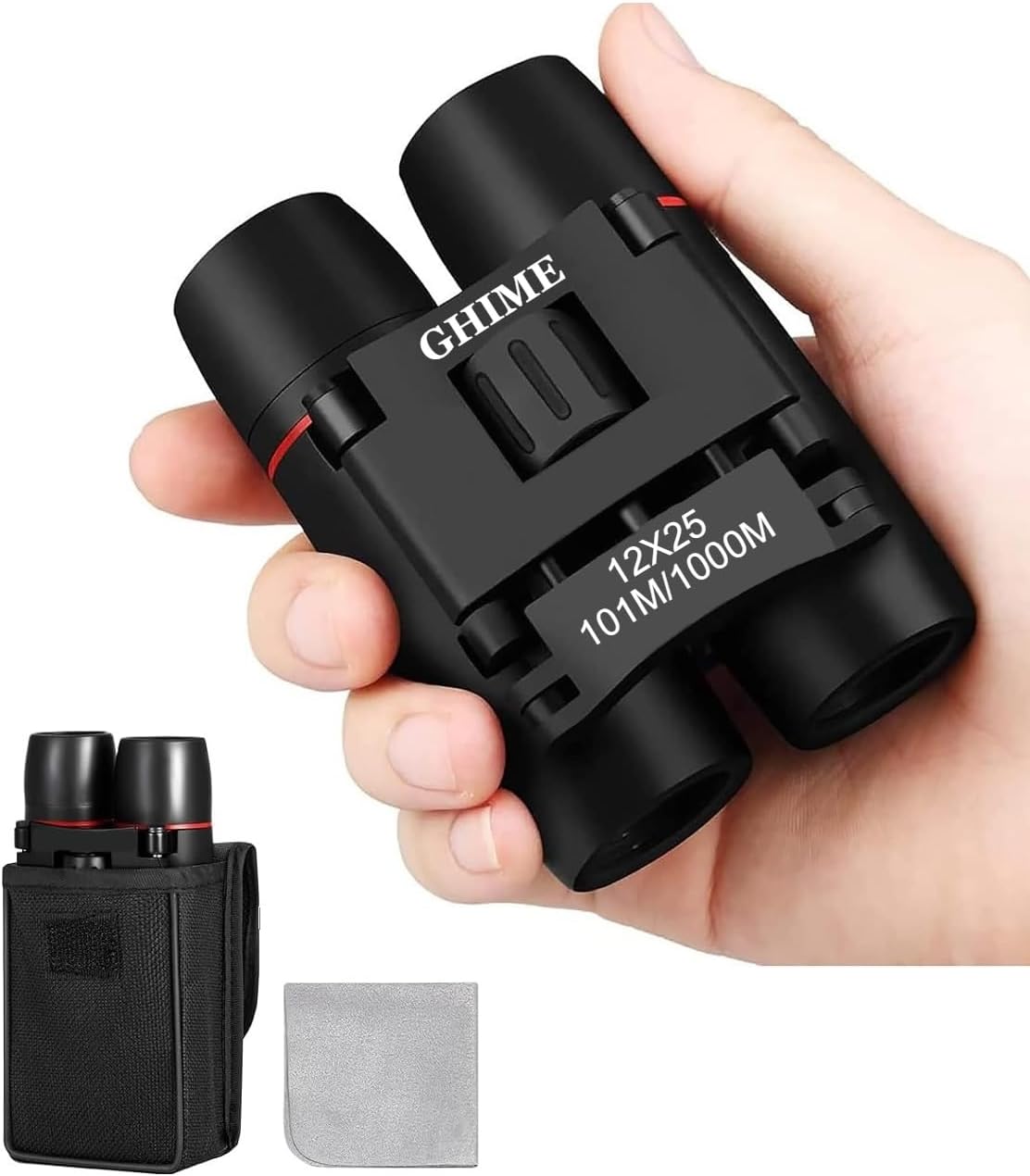 Ghime Binoculars for Long Distance 12x25 Compact Binocular Small Clear View, Easy Focus Lightweight Portable Binoculars for Bird Watching, Travel, Concert (B_12x25)