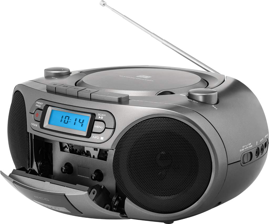 ECG CDR 999 DAB DAB+ / radio FM z odtwarzaczem CD/kasetowym, srebrny