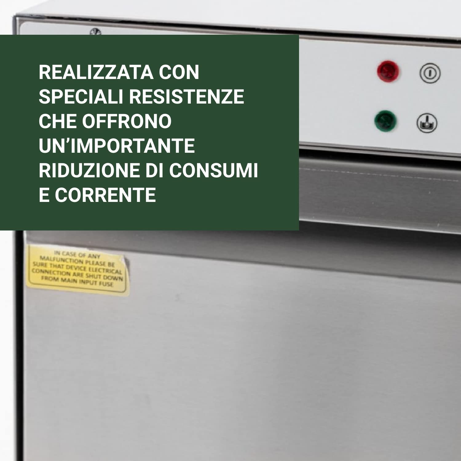 Ristoattrezzature Lavastoviglie Lavabicchieri Professionale - Trifase, con Cesto Quadrato 500 x 500 mm - Struttura in Acciaio Inox
