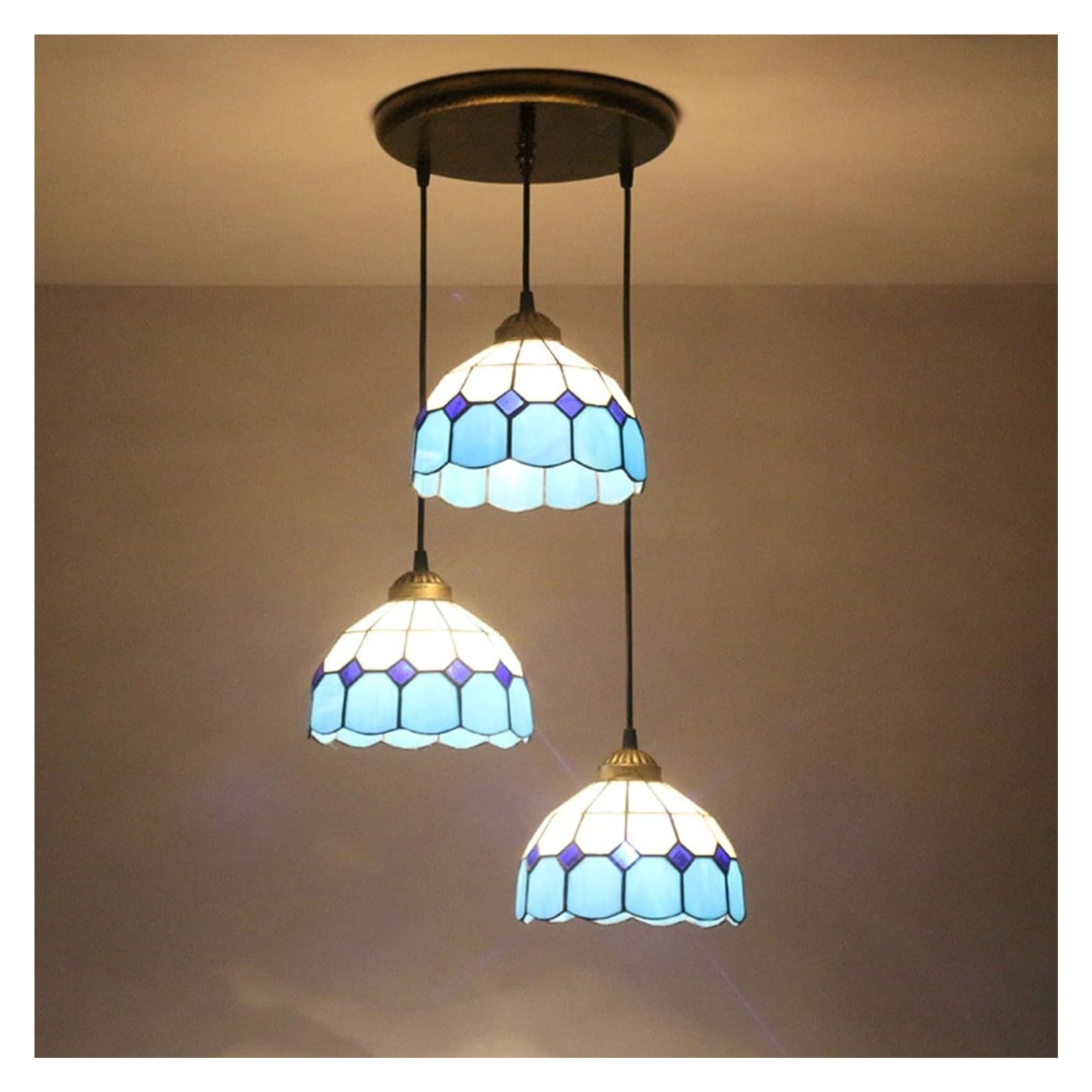Lustre de style 3 flammes suspendues haut de gamme en verre pour intérieur moderne