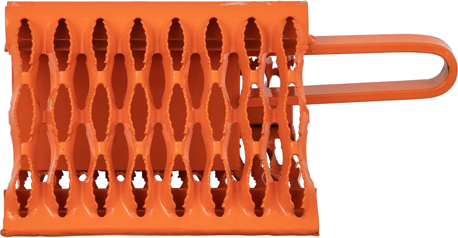 Buyers Products WC091061 Orange Powder Coated Galvanized Serrated Wheel Chock with Built-in Handle, 9 x 10 x 6 Inch, Extra Grip for Off-Road, Ice & Snow Conditions; Stable Tire & Trailer Chock