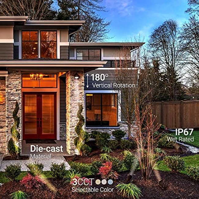 NUWATT 25W Bullet LED Spot Lights 3000K/4000K/5000K Selectable 1/2 Knuckle Mount Flag Pole Light