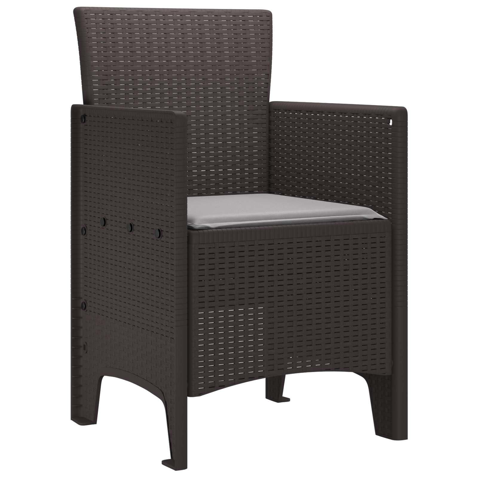 Juego de 2 sillas de jardín con cojín, 53 x 49 x 85 cm, polipropileno, color marrón – Sillón de exterior resistente para terraza y jardín