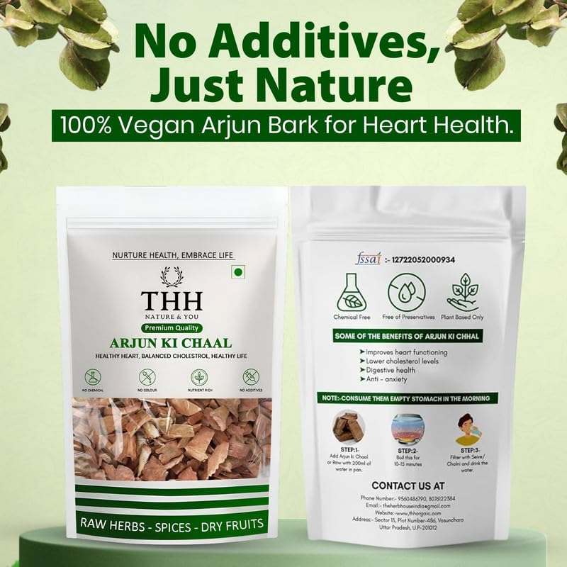 THH Organic Arjun ki Chaal - 400 Gm Dried- Arjuna Tree Bark - Raw | Lowers Bad Cholesterol - Image 5 thumbnail