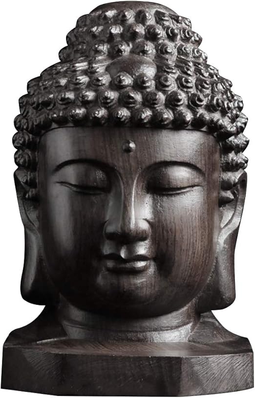 Buddha Head Statues for Home Decor, Handmade Mahogany