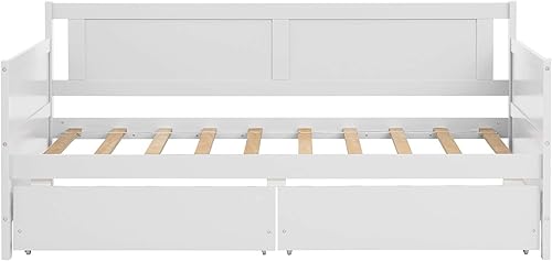 Miniatura 5 de Sofá cama individual con dos cajones de almacenamiento, marco de sofá cama de madera sólida con soportes de listones de madera, muebles de