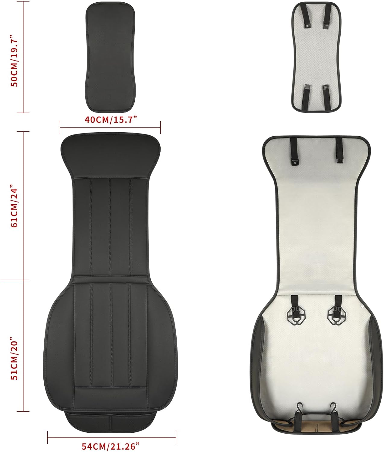 SOBONITO Car Front Seat Covers Protectors,Sideless Cushion Pad,Compatible with 95% Sedan SUV,Anti-Slip,2pcs (Black, Universal Size)