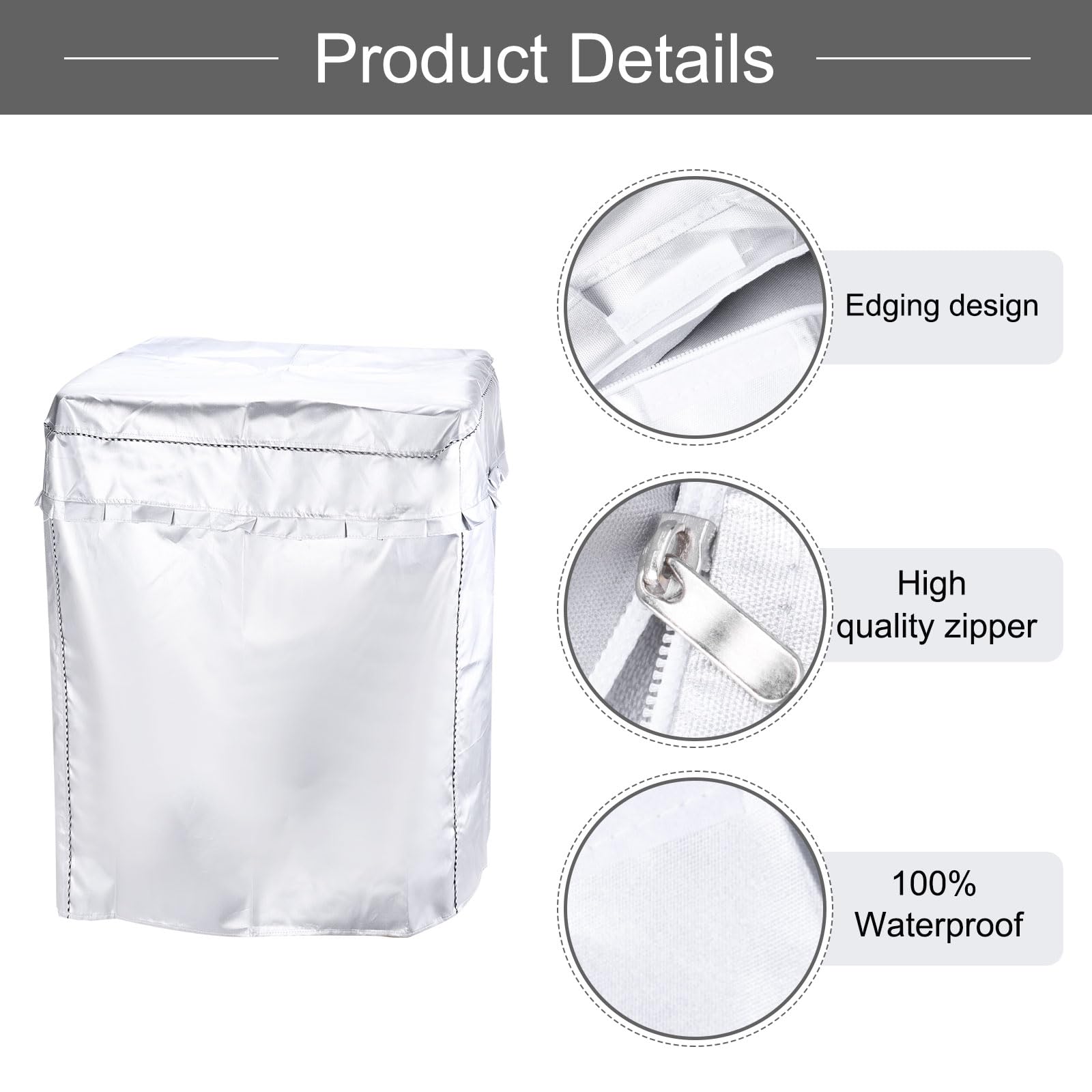 Funda para lavadora de doble tina, cubierta portátil para lavadora de 24 pulgadas de ancho x 15 pulgadas de profundidad x 30 pulgadas de alto (tamaño S) cubierta impermeable plateada para 3
