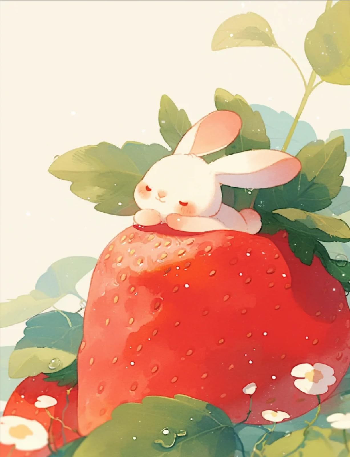 Stithej Strawberry Rabbit Stamped Cross Stitch Kit 19.7x15.7 in Beginner