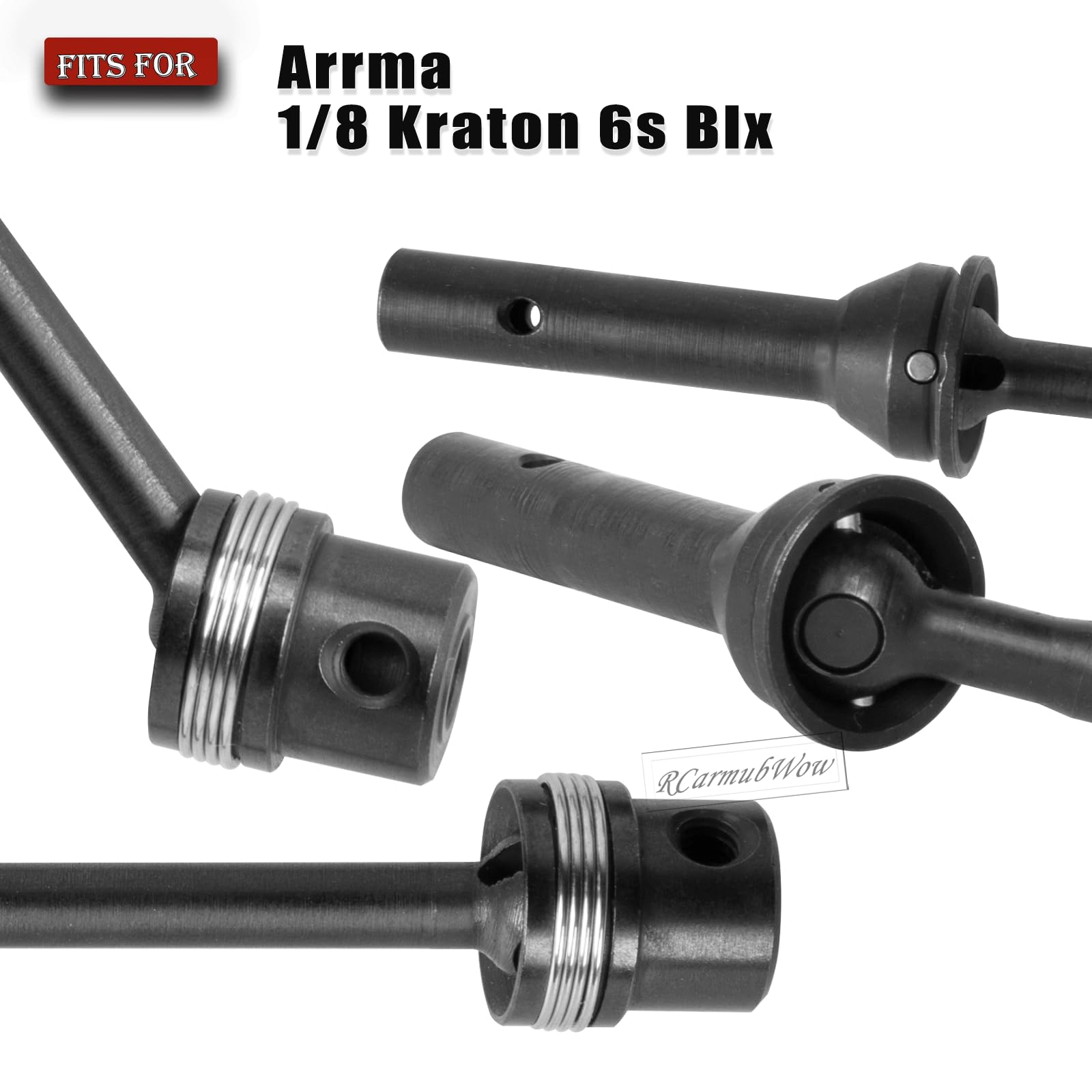RCarmubWow RC Drive Shafts Axles Upgrades Part for Arrm a 1/8 Kraton 6S BLX,Steel #45 Front & Rear Driveshaft,Center CVD Dogbone,6pcs,Black