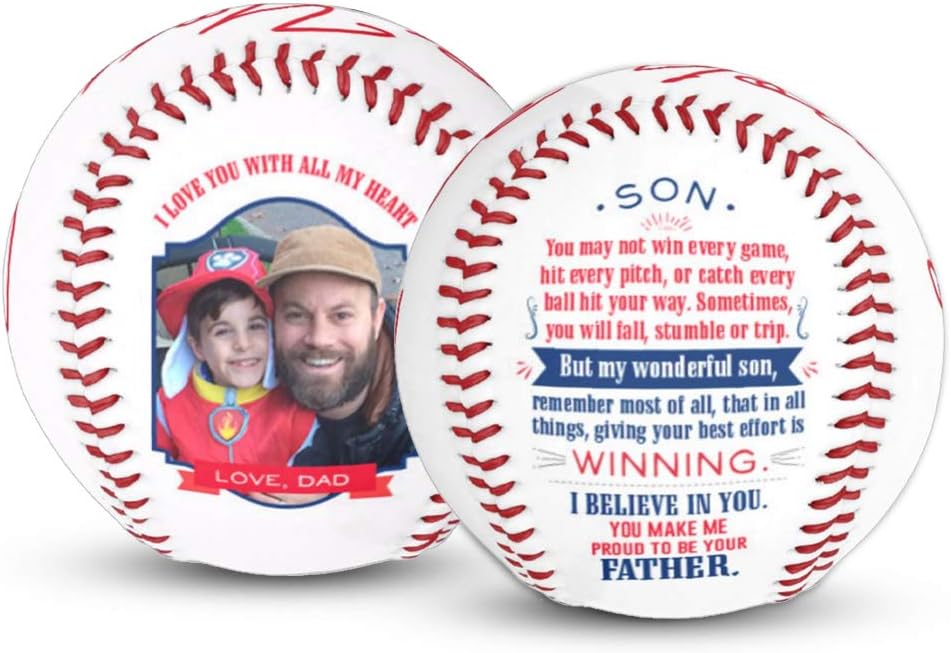Custom Photo Quote Baseball Gift Personalized Picture for Graduation, Birthday, Senior Gift to Son or Grandson